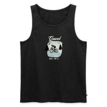 Gravel Bike And Chill - Men's Premium Organic Tank Top - black - Front - Michal (187cm)
