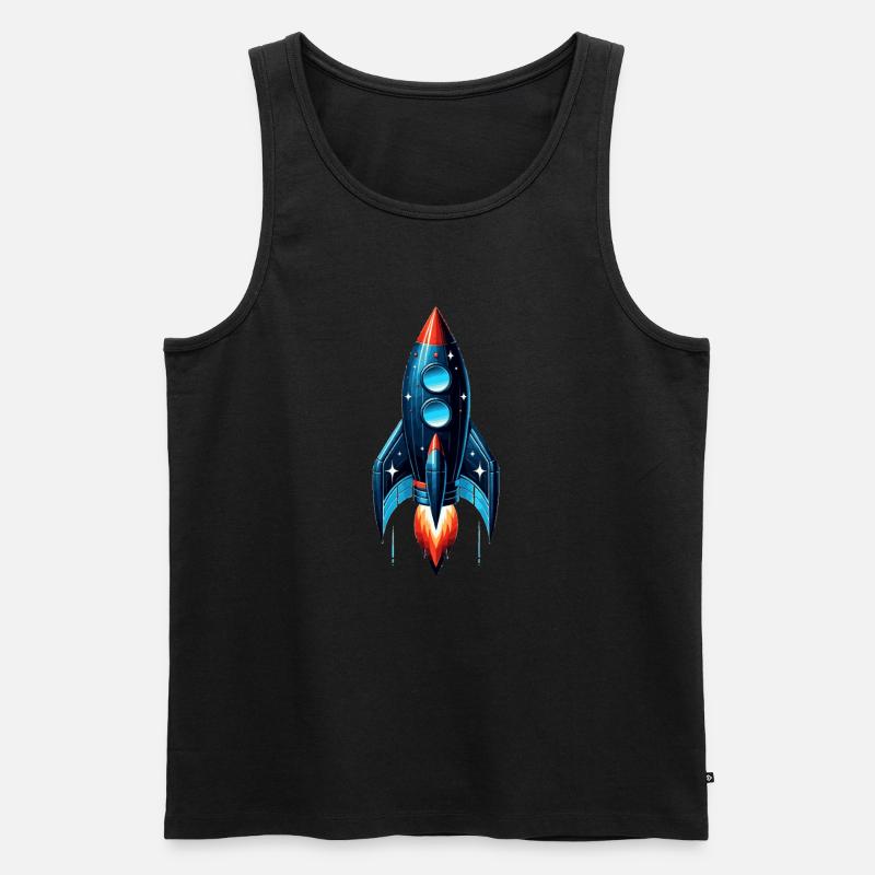 Rakete mit Sternen | Spaceship - Männer Premium Bio Tank Top - Schwarz
