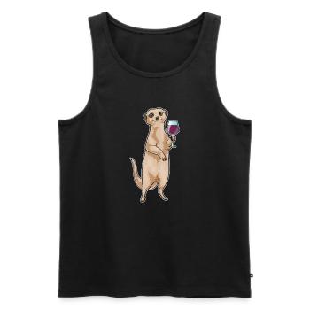 Meerkat Red Wine - Men's Premium Organic Tank Top - black - Front - Michal (187cm)