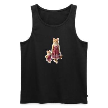 Ginger Cat Mom & Kitten Matching Dress | Whimsical - Men's Premium Organic Tank Top - black - Front - Michal (187cm)