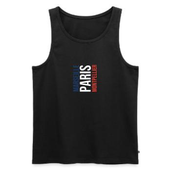 Montpellier - Marseille - Paris - Débardeur bio Premium Homme - noir - Devant - AI Model Male 178 light (178cm)