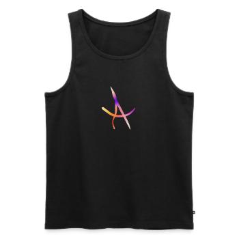 Rainbow A on T-shirt - Men's Premium Organic Tank Top - black - Front - Michal (187cm)