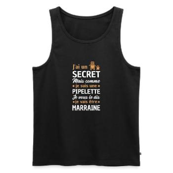 Secret - je vais être marraine / future marraine - Débardeur bio Premium Homme - noir - Devant - AI Model Male 178 light (178cm)