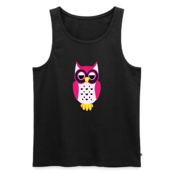 Hibou - Débardeur bio Premium Homme - noir - Devant - AI Model Male 178 light (178cm)