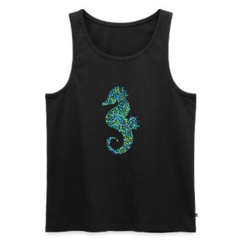 A seahorse abstract design made flowers and hearts - Men's Premium Organic Tank Top - black - Front - Michal (187cm)
