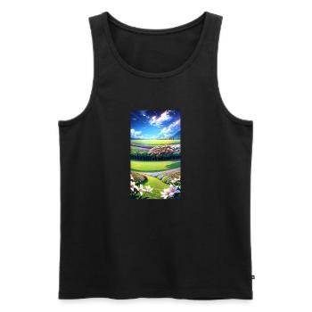Paysage avec 4 zones, IA générative - Débardeur bio Premium Homme - noir - Devant - AI Model Male 178 light (178cm)
