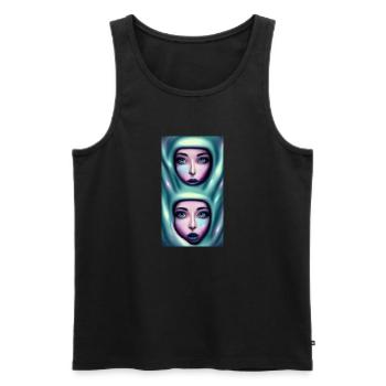 Space Sisters Twins - Männer Premium Bio Tank Top - Schwarz - Vorne - Michal (187cm)
