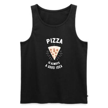 Pizza ist immer eine gute Idee - Männer Premium Bio Tank Top - Schwarz - Vorne - AI Model Male 178 light (178cm)