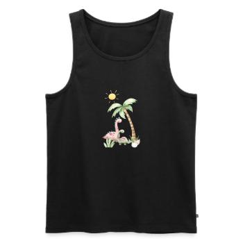 Dino Familie unter sonnigen Palmen verspielt - Männer Premium Bio Tank Top - Schwarz - Vorne - Michal (187cm)