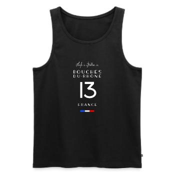 La vie est meilleure à BOUCHES-DU-RHÔNE Numéro 13 - Débardeur bio Premium Homme - noir - Devant - Michal (187cm)