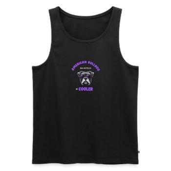 Bouledogue américain chien normal mais plus frais - violet - Débardeur bio Premium Homme - noir - Devant - AI Model Male 178 light (178cm)