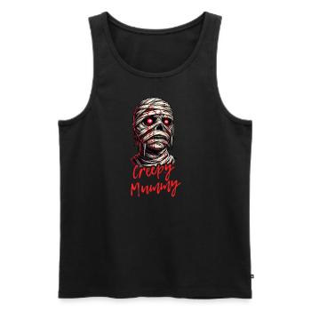 Happy Halloween Creepy Mummy Graphic Design - Men's Premium Organic Tank Top - black - Front - AI Model Male 178 light (178cm)