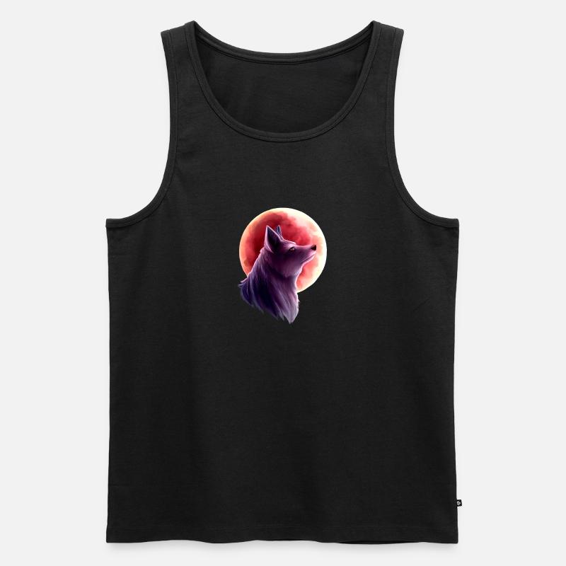 Wolf und Blutmond 2 - Männer Premium Bio Tank Top - Schwarz