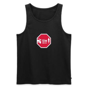Stop Schild Look - Abstand für Radfahrer 1,5 m - Männer Premium Bio Tank Top - Schwarz - Vorne - Michal (187cm)