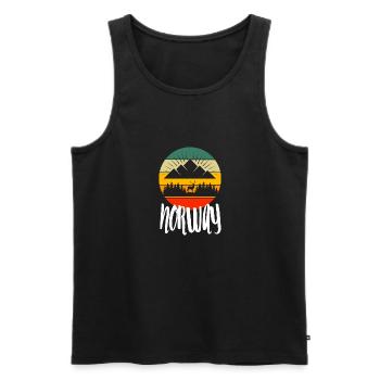 Rétro Norwegian Nature Montagnes Randonnée Norvège - Débardeur bio Premium Homme - noir - Devant - Michal (187cm)