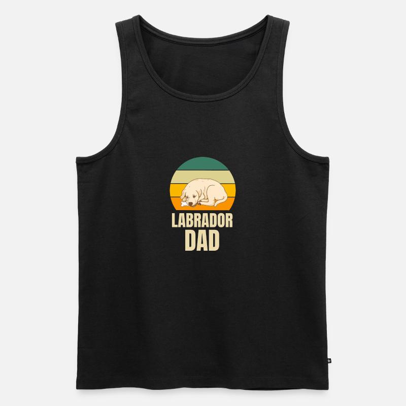 Retro Hunde Papa Labrador - Männer Premium Bio Tank Top - Schwarz