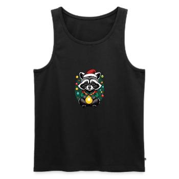 Cadeau de Noël du Père Noël raton laveur - Débardeur bio Premium Homme - noir - Devant - Michal (187cm)