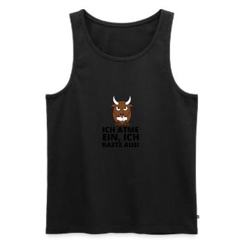 Ich atme ein, ich raste aus! Stier Lustig Sprüche - Männer Premium Bio Tank Top - Schwarz - Vorne - Michal (187cm)