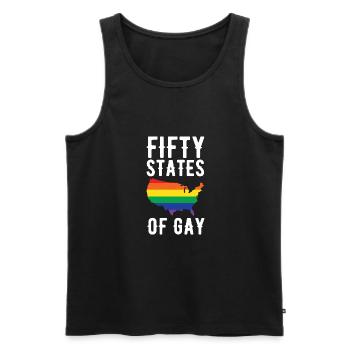 LGBT 50 States Gay Lesbian Rainbow Pride Holiday - Men's Premium Organic Tank Top - black - Front - AI Model Male 178 light (178cm)