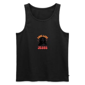 Love Like Jesus Retro 70s Style - Men's Premium Organic Tank Top - black - Front - AI Model Male 178 light (178cm)