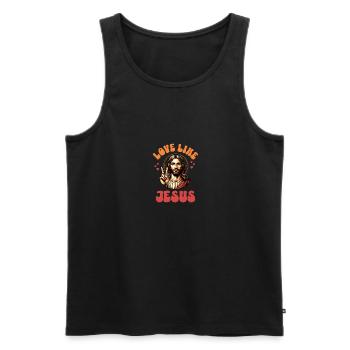 Love Like Jesus Retro 70s Style - Men's Premium Organic Tank Top - black - Front - AI Model Male 178 light (178cm)