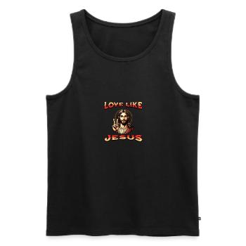 Love Like Jesus Western Style Jesus Face - Men's Premium Organic Tank Top - black - Front - Michal (187cm)