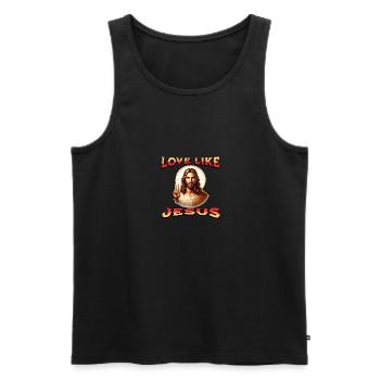 Love Like Jesus Western Style Jesus Face - Men's Premium Organic Tank Top - black - Front - Michal (187cm)
