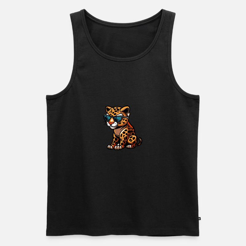 Leopard Cool Tier - Männer Premium Bio Tank Top - Schwarz