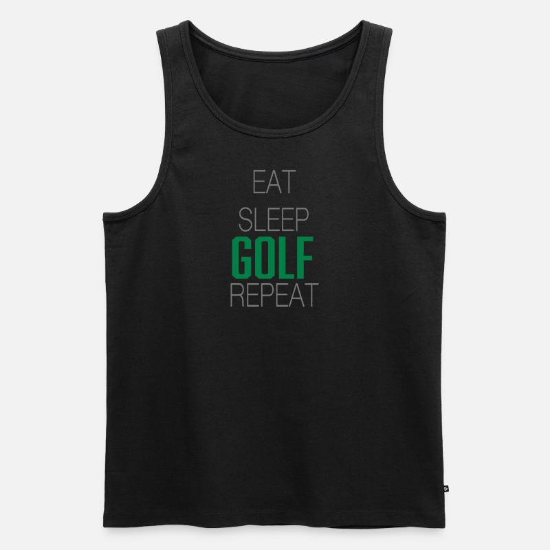 Eat sleep golf repeat - Männer Premium Bio Tank Top - Schwarz