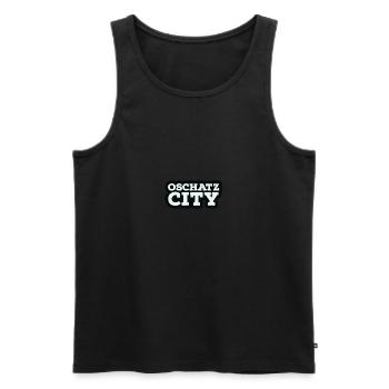 Oschatz - City - Männer Premium Bio Tank Top - Schwarz - Vorne - AI Model Male 178 light (178cm)