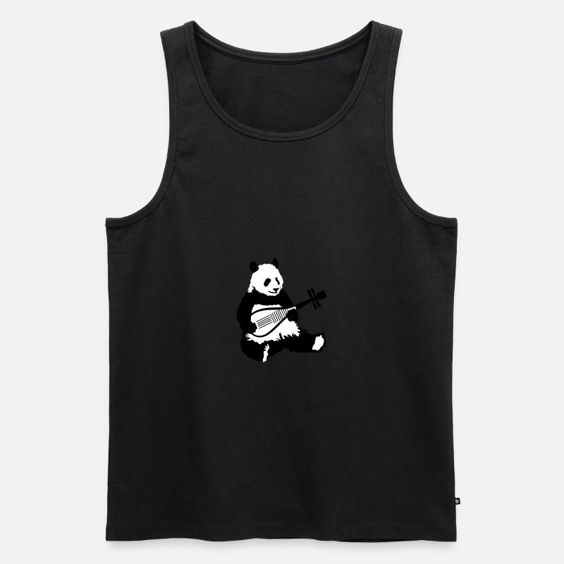 Music Panda - Männer Premium Bio Tank Top - Schwarz