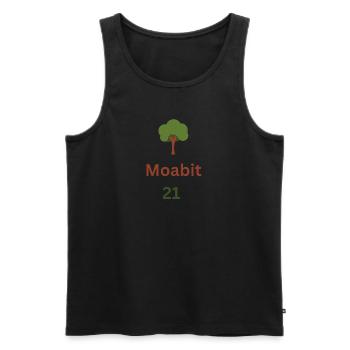 Moabit 21 Berlin Kiez Hood Boof, Moabit21 - Männer Premium Bio Tank Top - Schwarz - Vorne - Michal (187cm)