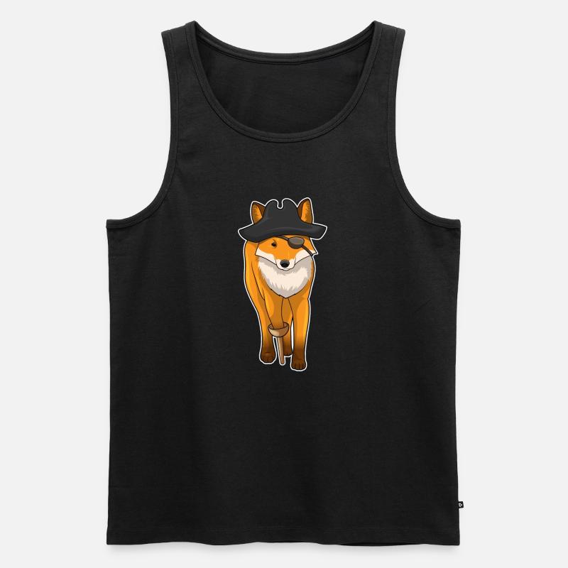 Fuchs Pirat Augenklappe - Männer Premium Bio Tank Top - Schwarz