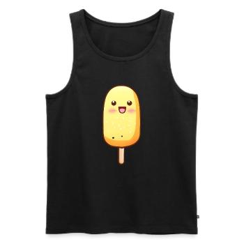 Chien de maïs Kawaii - Débardeur bio Premium Homme - noir - Devant - AI Model Male 178 light (178cm)