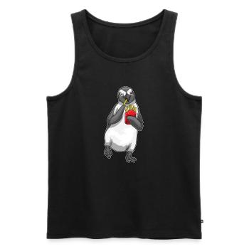 Pinguin Pommes frites - Männer Premium Bio Tank Top - Schwarz - Vorne - AI Model Male 178 light (178cm)