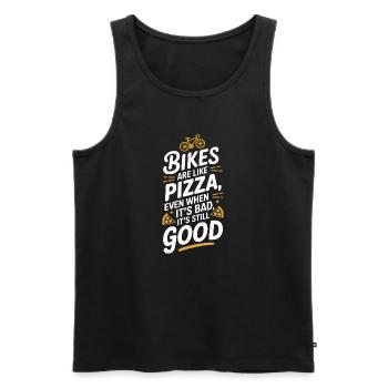 Bicycle Pizza Quote Typography Design - Men's Premium Organic Tank Top - black - Front - AI Model Male 178 light (178cm)