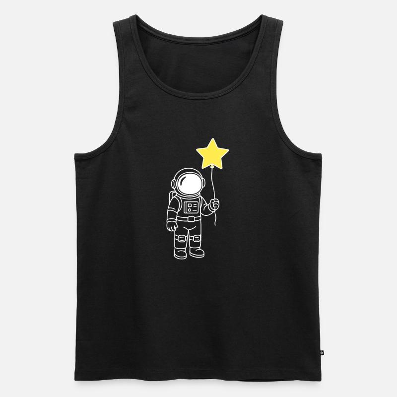 Astronaut mit Stern-Ballon – Space Artwork - Männer Premium Bio Tank Top - Schwarz