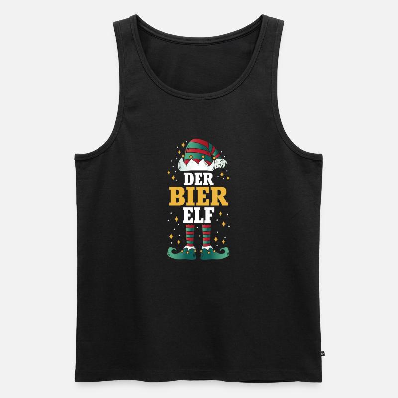 Weihnachten Der Bier Elf - Männer Premium Bio Tank Top - Schwarz