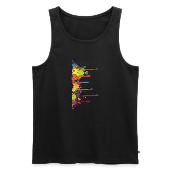 Blob Peinture / Peinture Splat - Débardeur bio Premium Homme - noir - Devant - AI Model Male 178 light (178cm)