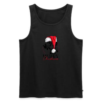Père Noël CHIEN DE SUEUR HANOVRIEN Joyeux Noël - Débardeur bio Premium Homme - noir - Devant - AI Model Male 178 light (178cm)
