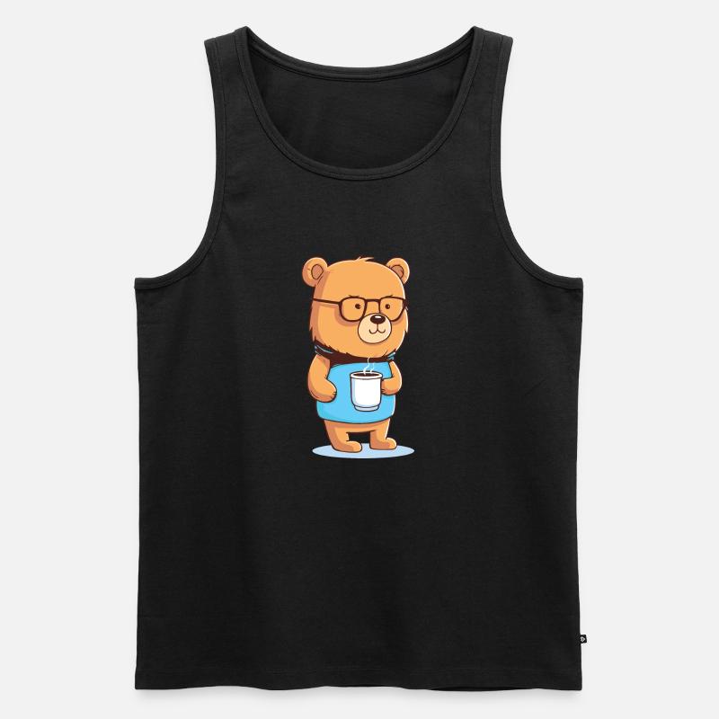 Bär Kaffeetasse - Männer Premium Bio Tank Top - Schwarz
