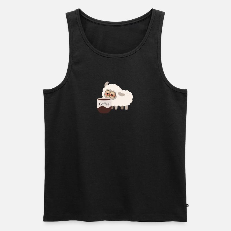 Kaffeeschaf - Männer Premium Bio Tank Top - Schwarz