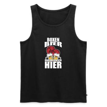 Funny saying: Boxing, beer, that's why I'm here - Men's Premium Organic Tank Top - black - Front - Michal (187cm)