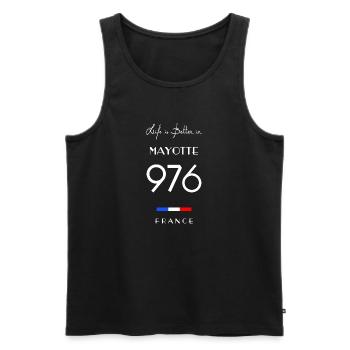 La vie est meilleure à MAYOTTE Numéro 976 France - Débardeur bio Premium Homme - noir - Devant - Michal (187cm)
