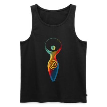 Symbole Spirituel - Déesse De la Terre Gaya 2 - Débardeur bio Premium Homme - noir - Devant - Michal (187cm)