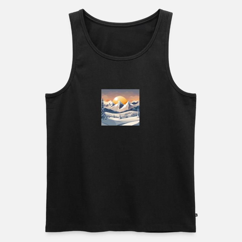 Winterberg mit Sonne - Männer Premium Bio Tank Top - Schwarz