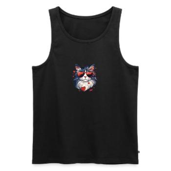 Katzenliebe - Männer Premium Bio Tank Top - Schwarz - Vorne - Michal (187cm)