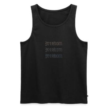 Freiheit in drei Akten - Männer Premium Bio Tank Top - Schwarz - Vorne - AI Model Male 178 light (178cm)
