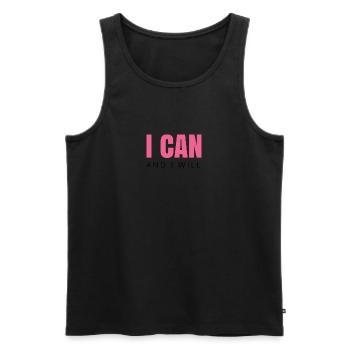 T-Shirt "I CAN AND I WILL" - raspberry - Männer Premium Bio Tank Top - Schwarz - Vorne - AI Model Male 178 light (178cm)