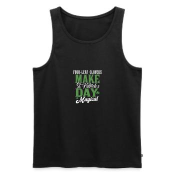 Four-Leaf Clovers Make St Patrick's Day Magical - Men's Premium Organic Tank Top - black - Front - Michal (187cm)